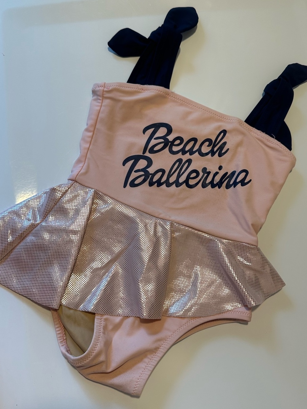 Shade Critters Beach Ballerina Pink Girls' Peplum One-Piece Swimsuit